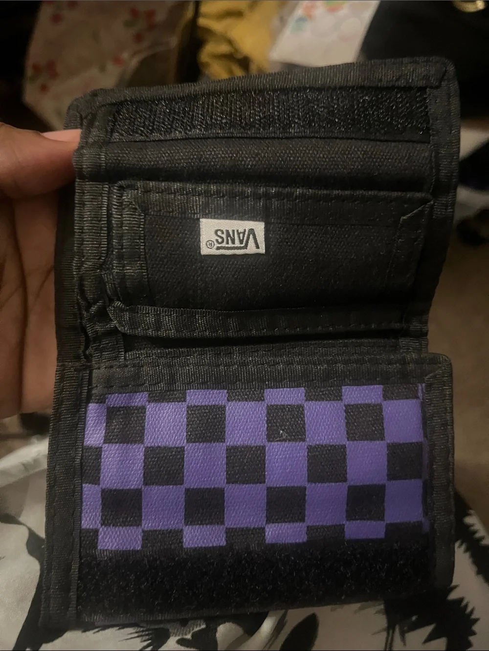 Vans Purple & Black Checkered Tri-Fold Wallet